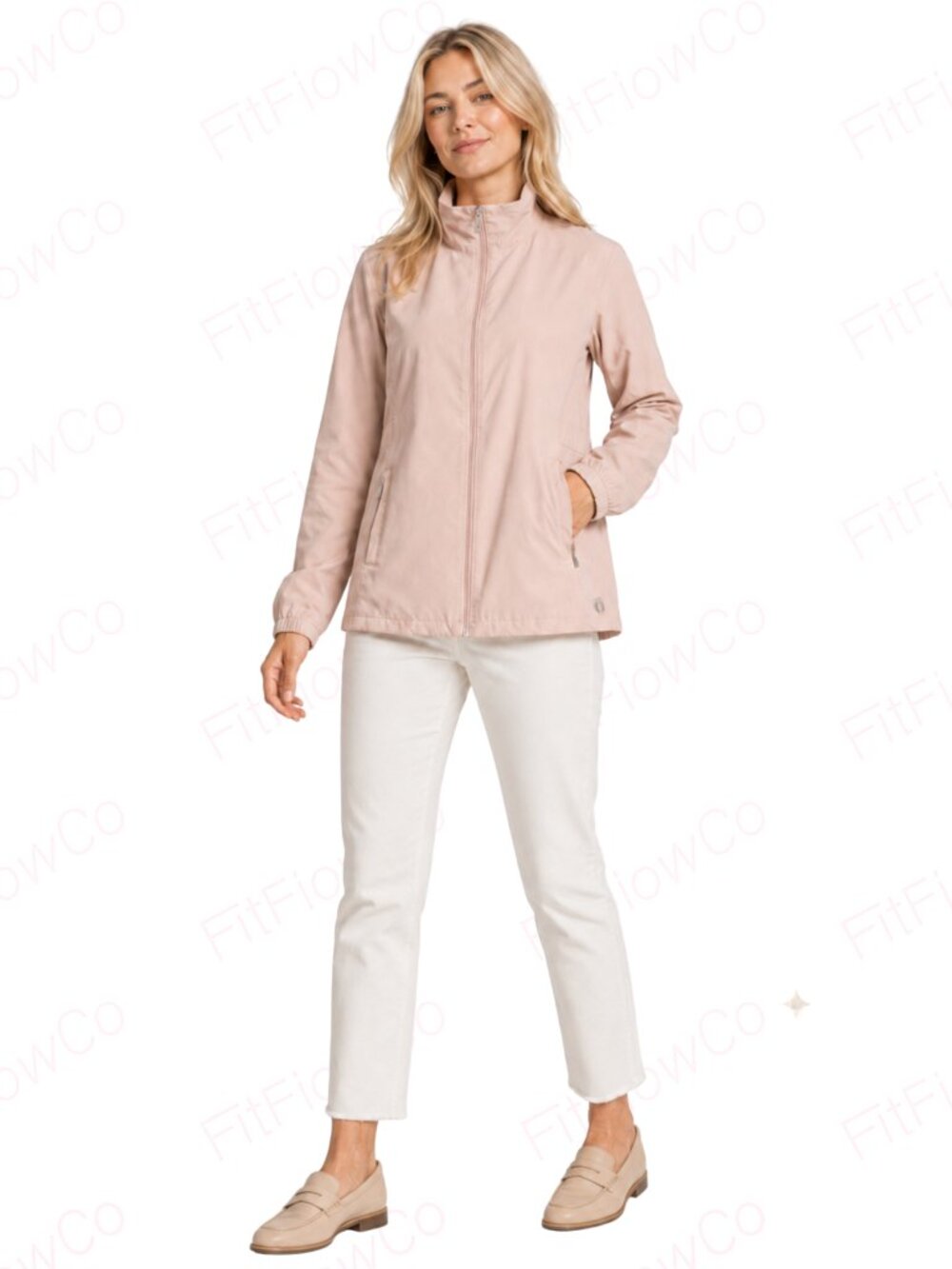 Hang Ten Women’s XS Blush Pink Lightweight Full Zip Windbreaker Jacket